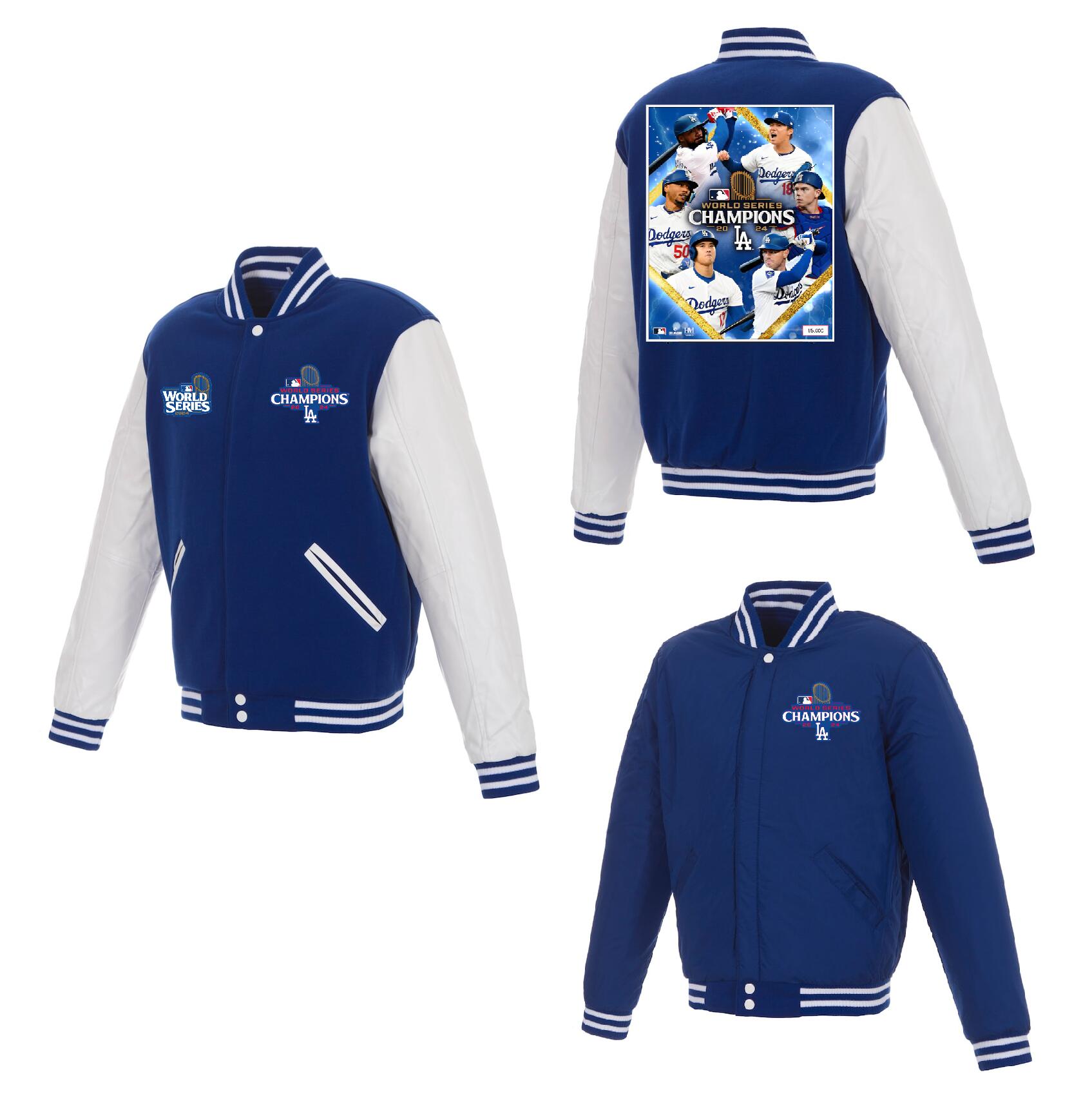 Men Los Angeles Dodgers #5 Freeman 2024 MLB World Series Champions blue Jacket style 2